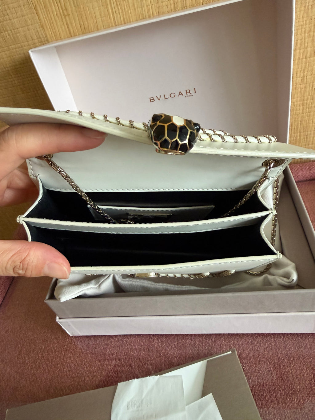 BVLGARI  Serpenti -Sac à chaîne en cuir Blanc -Excellent état