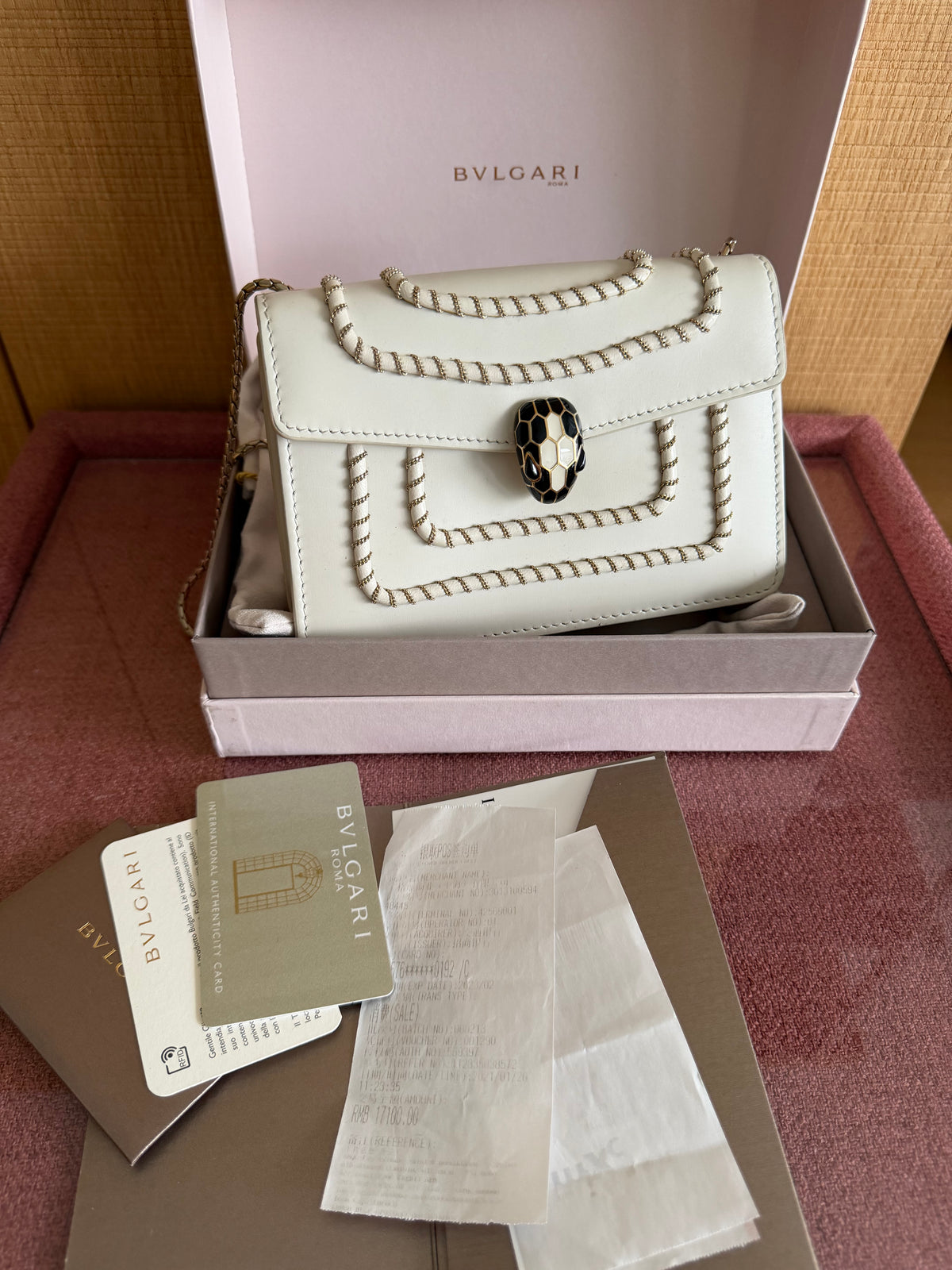 BVLGARI  Serpenti -Sac à chaîne en cuir Blanc -Excellent état